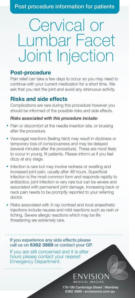 Information Card Post-Procedure-Cervical-Lumbar-Facet-Joint-Injection