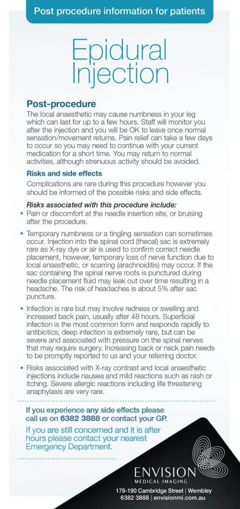 Post-Procedure-Epidural